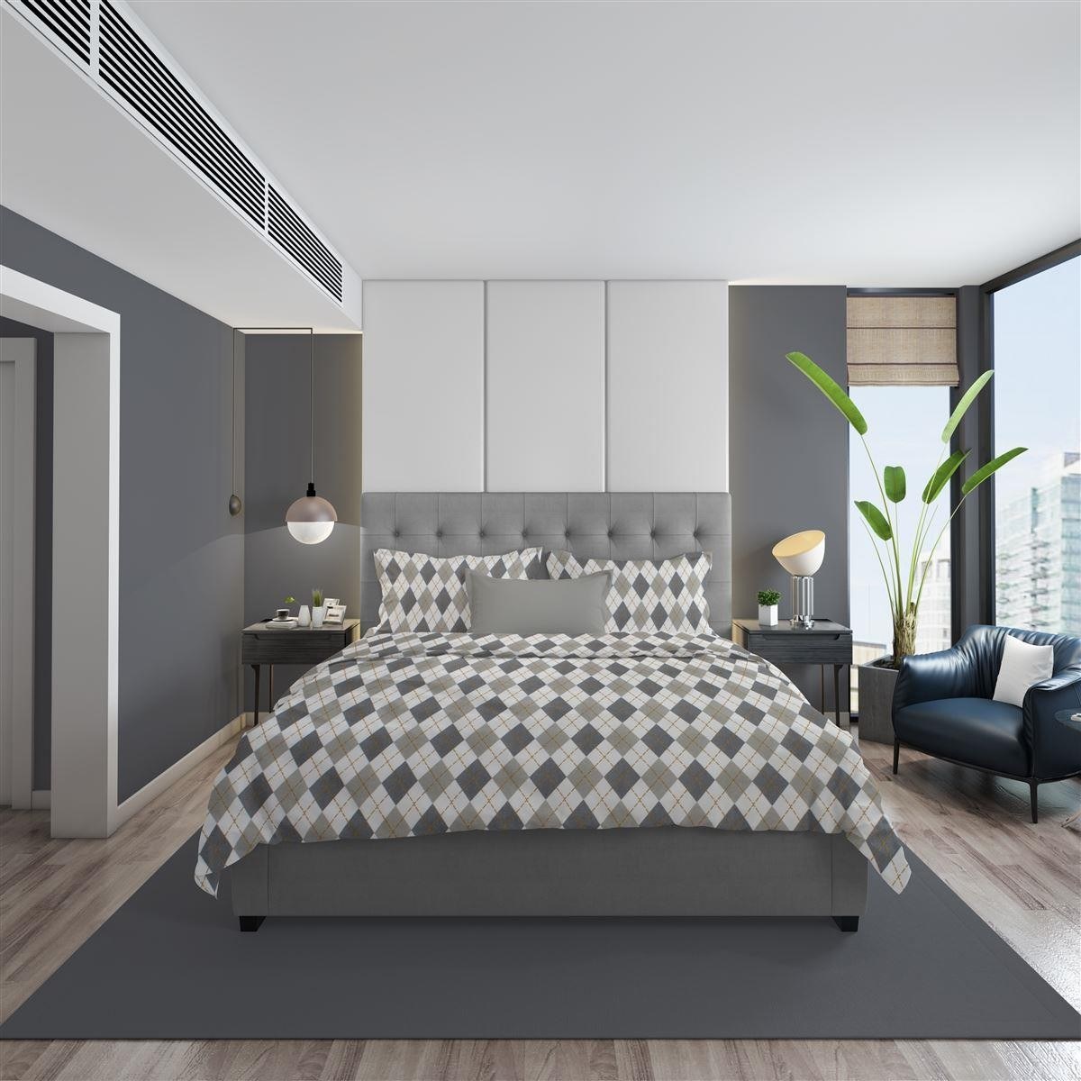 Σετ Σεντόνια Φανελένια Υπέρδιπλα 4 Τεμαχίων Dimcol Diamond 328 220X240 Grey