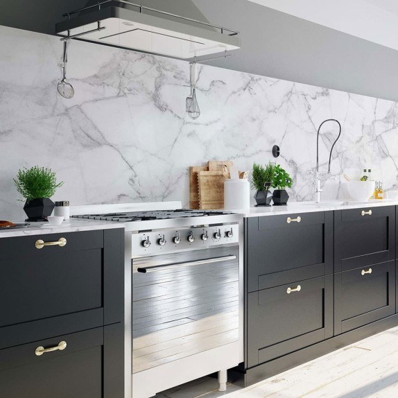White Marble πλάτη προστασίας τοίχων κουζίνας και μπάνιου...