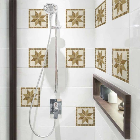 Tile Cover Beige Flowers πλακάκια διακόσμησης τοίχων...
