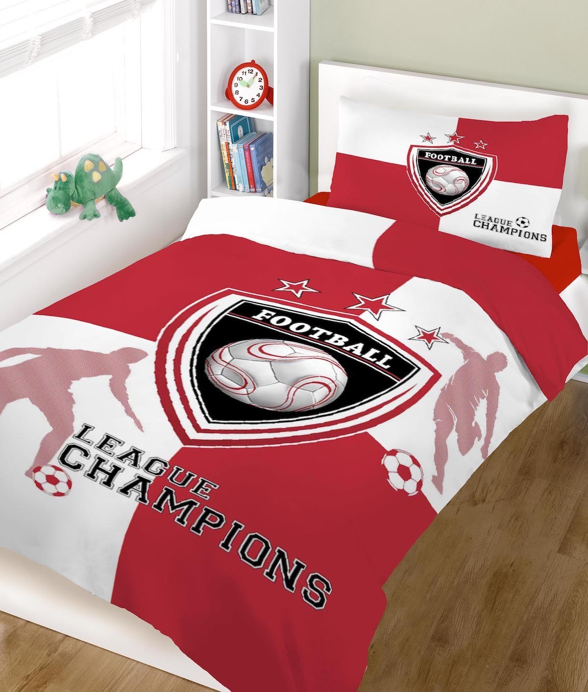 Σετ σεντόνια ΚΟΜΒΟΣ champions RED WHITE μονά 160x240