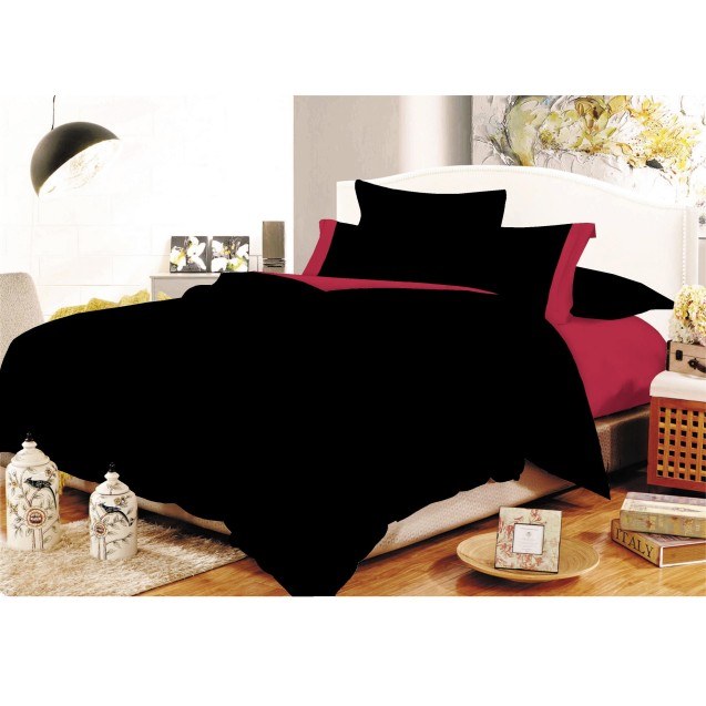 Σετ Σεντόνια ΚΟΜΒΟΣ Cotton Line Black - Red...