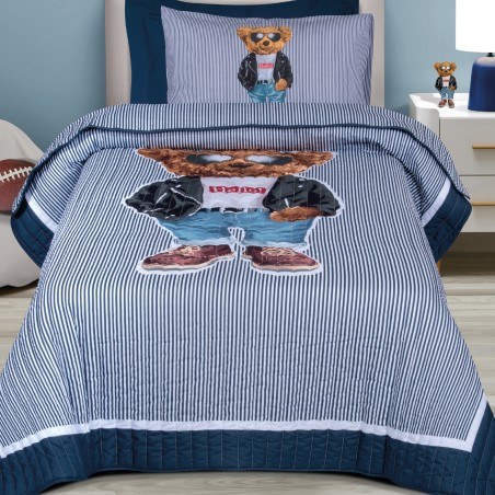 Κουβερλί Μονό Greenwich Polo Club 8838 Λευκό- Μαύρο- Μπλε 160x220