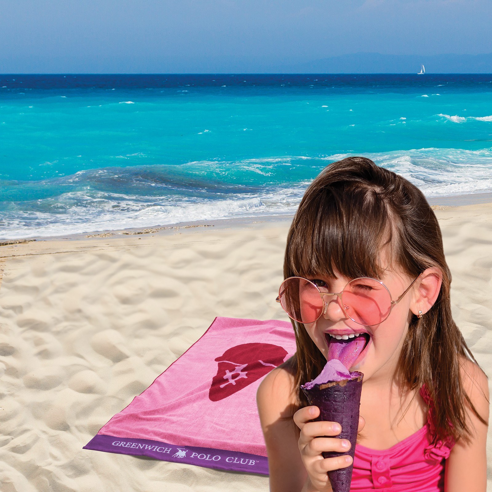 Πετσέτα Θαλάσσης Greenwich Polo Club 70x140 3900 Κόκκινο- Μωβ- Ροζ