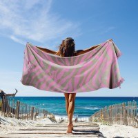 Πετσέτα Θαλάσσης Greenwich Polo Club 90x180 3854 Λαδί- Ροζ