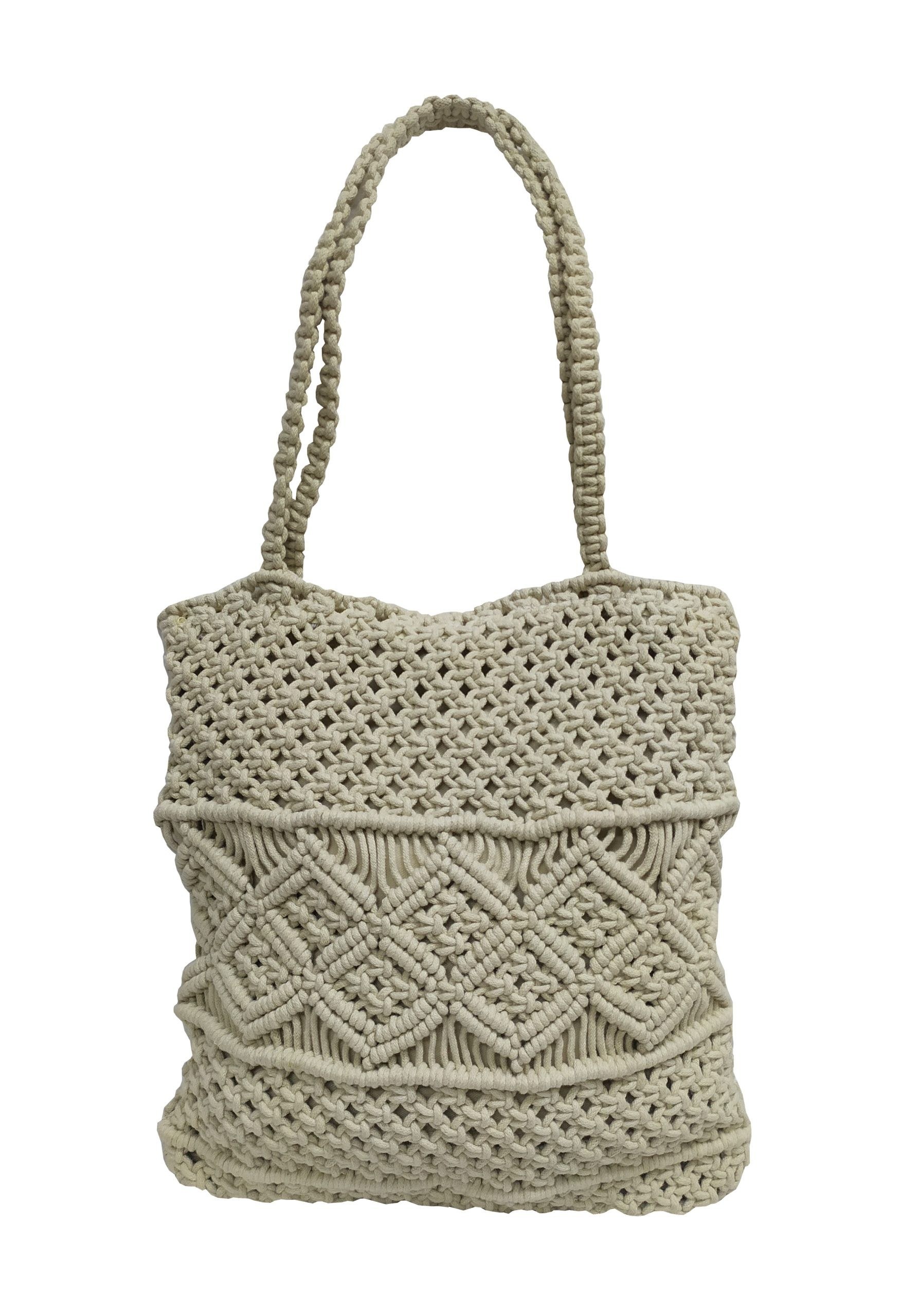 Τσάντα Macrame ΚΟΜΒΟΣ 100% Βαμβάκι Natural with zip 40x35