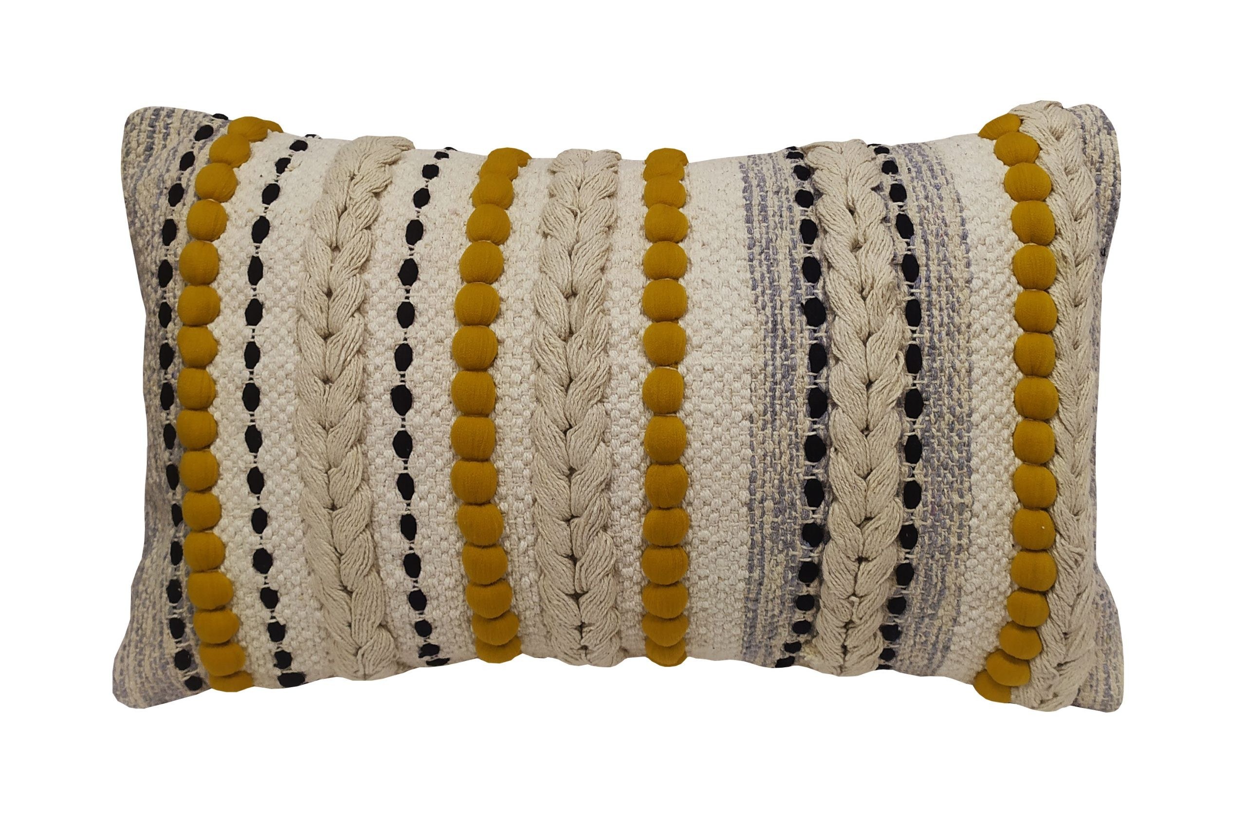 Μαξιλάρι Διακοσμητικό ΚΟΜΒΟΣ 100% Βαμβάκι SPARSH Natural with Mustard 30x50