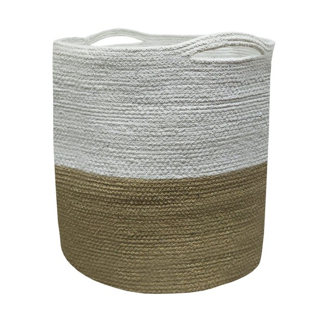 Καλάθι Πλεκτό ΚΟΜΒΟΣ 100% Βαμβάκι Beige - White...