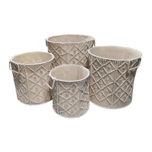 Σετ Καλάθια Macrame 4τεμ ΚΟΜΒΟΣ 100% Βαμβάκι...