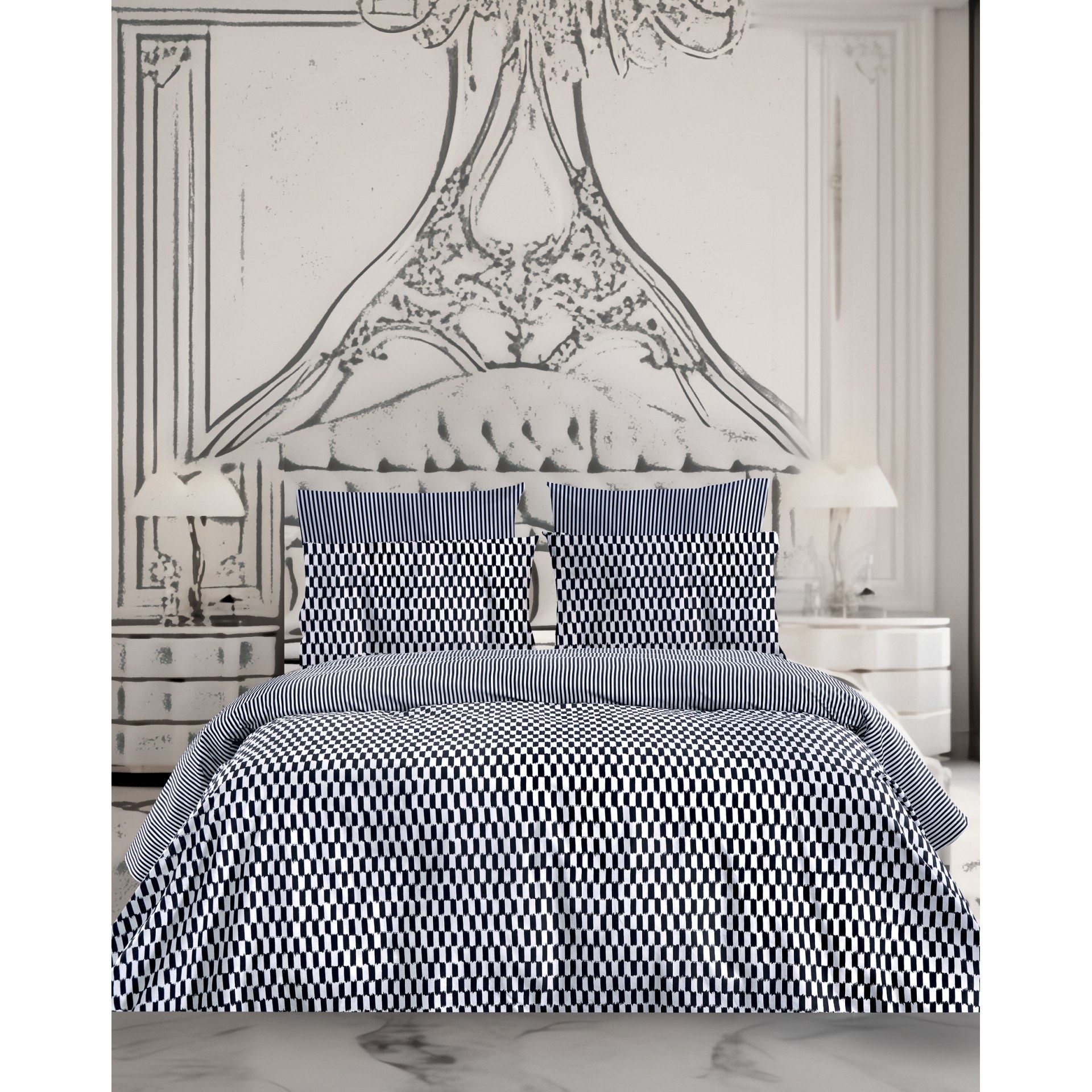 Σετ Σεντόνια King Size 4 Τεμαχίων Makis Tselios Check 270x290