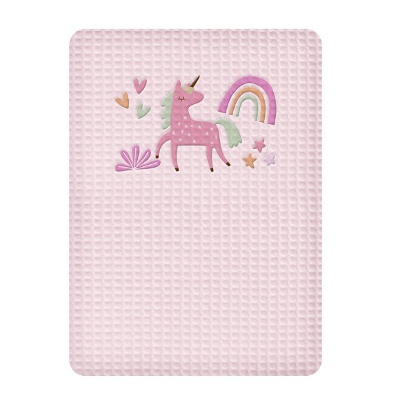 Κουβέρτα Πικέ Αγκαλιάς Adam Home Unicorn Pink 80x110