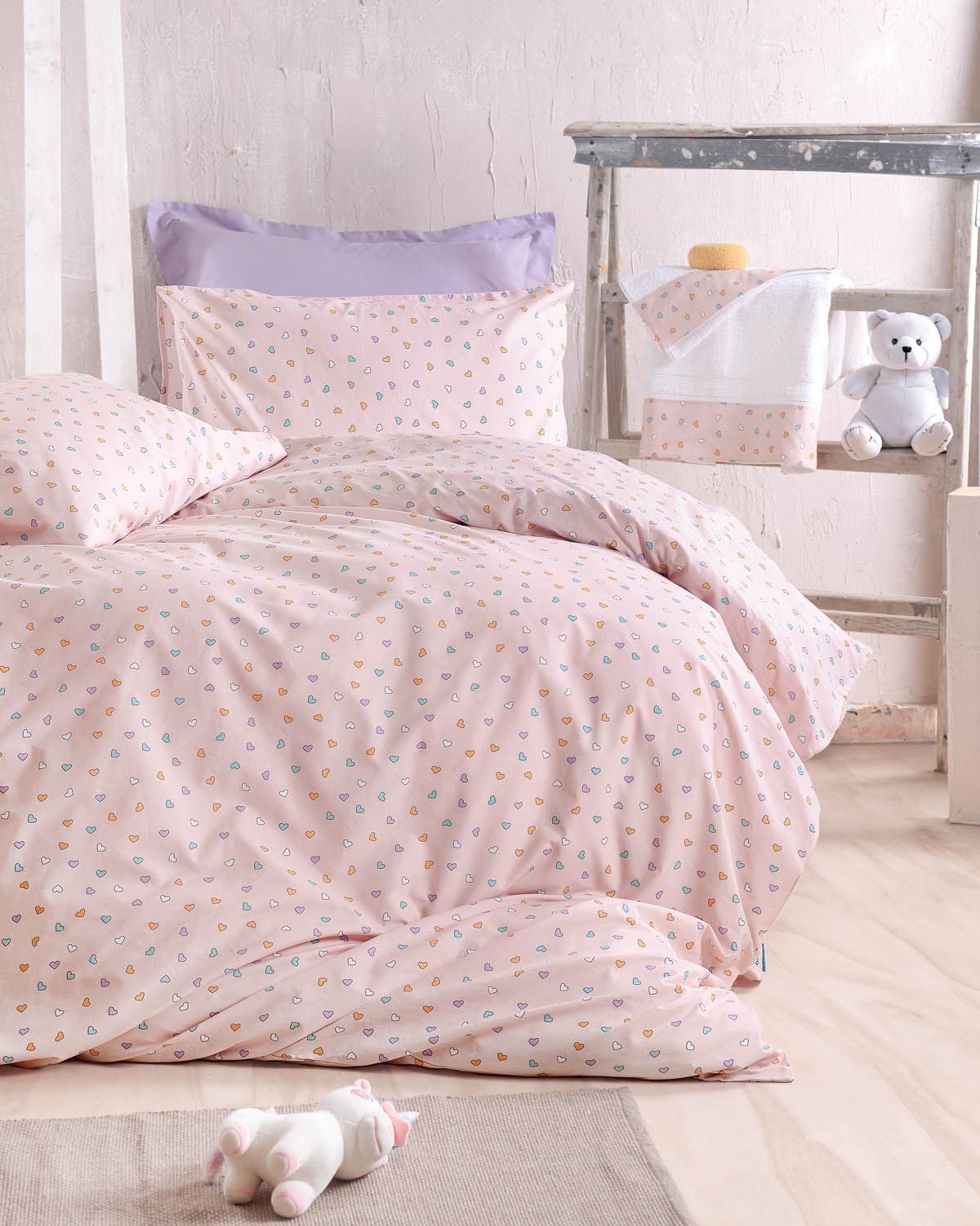 Σετ Σεντόνια Ημίδιπλα 3 Τεμαχίων Rythmos Tiny Heart Σομ