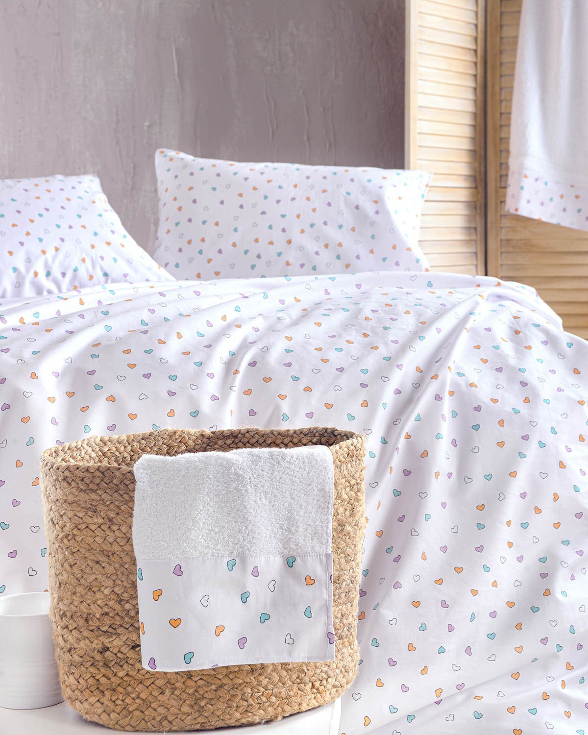 Σετ Σεντόνια King Size 4 Τεμαχίων Rythmos Tiny Heart Λε