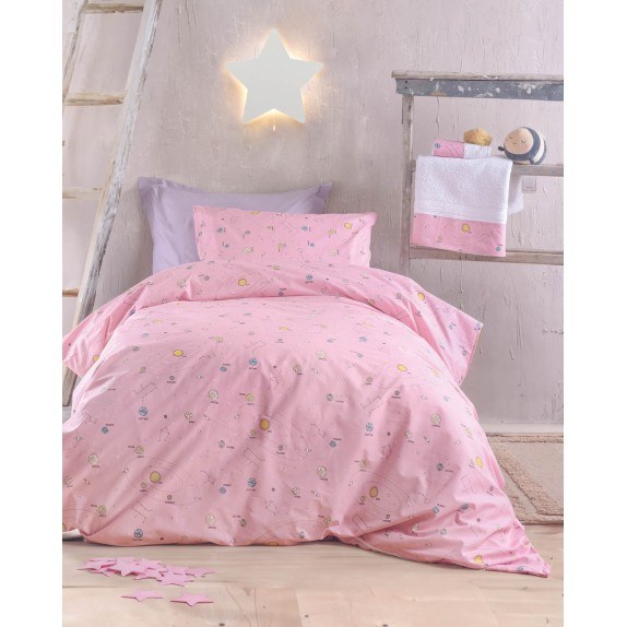 Σετ Παπλωματοθήκη Μονή 2 Τεμαχίων Rythmos Venus Ροζ 160x250