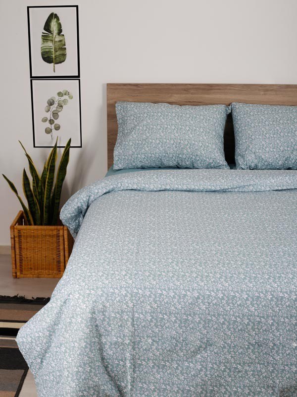 Σετ Σεντόνια Υπέρδιπλα 4 Τεμαχίων Sunshine Home Cotton Feelings 920 Aqua 235x270