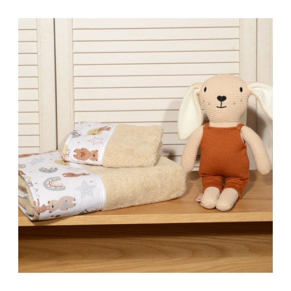 Σετ Βρεφικές Πετσέτες 2 Τεμαχίων Oliver Baby Μπεζ σχέδιο...