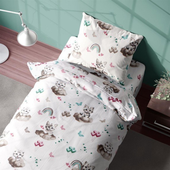 Σετ Παιδικό Σεντόνι Μονό και Μαξιλαροθήκη Dimcol Kitten...