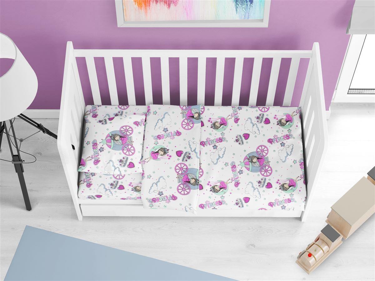 Κατωσέντονο Με Λάστιχο bebe Princess 389 70x140+15 White-Lila