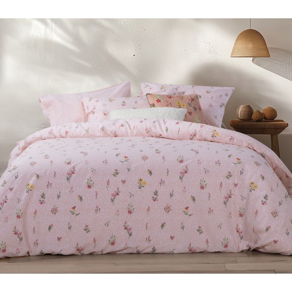 Σετ Παπλωματοθήκη Υπέρδιπλη 3 Τεμαχίων Nef-Nef Plant Pink...