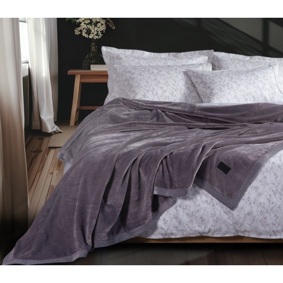 Κουβέρτα Βελουτέ Υπέρδιπλη Nef-Nef Velosso Grey 230x240