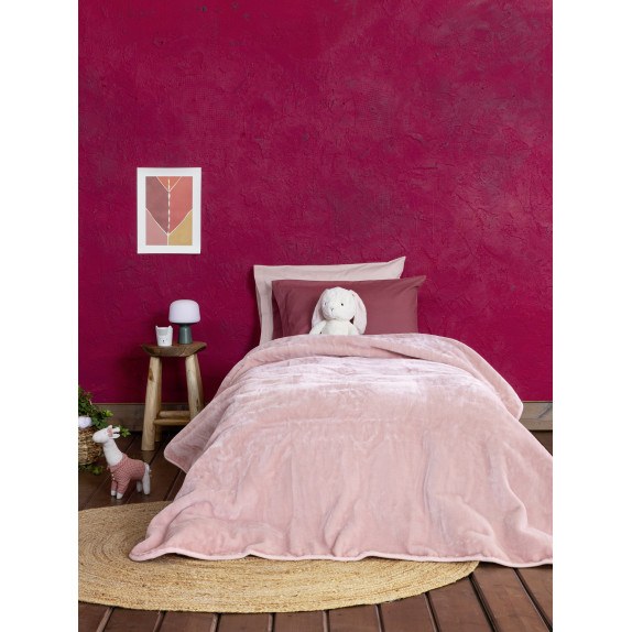 Κουβέρτα Βελουτέ Μονή Nima Coperta Pink 160x220