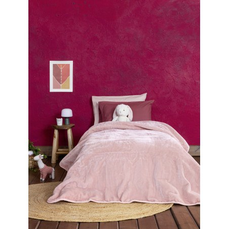Κουβέρτα Βελουτέ Μονή Nima Coperta Pink 160x220