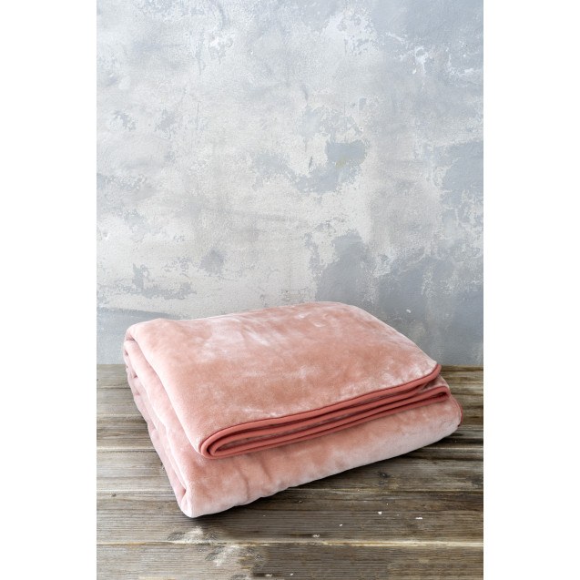 Κουβέρτα Βελουτέ Μονή Nima Coperta Pink 160x220