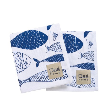Σετ Ποτηρόπανα 2 Τεμαχίων Das Home 0737 White-Blue 40x60