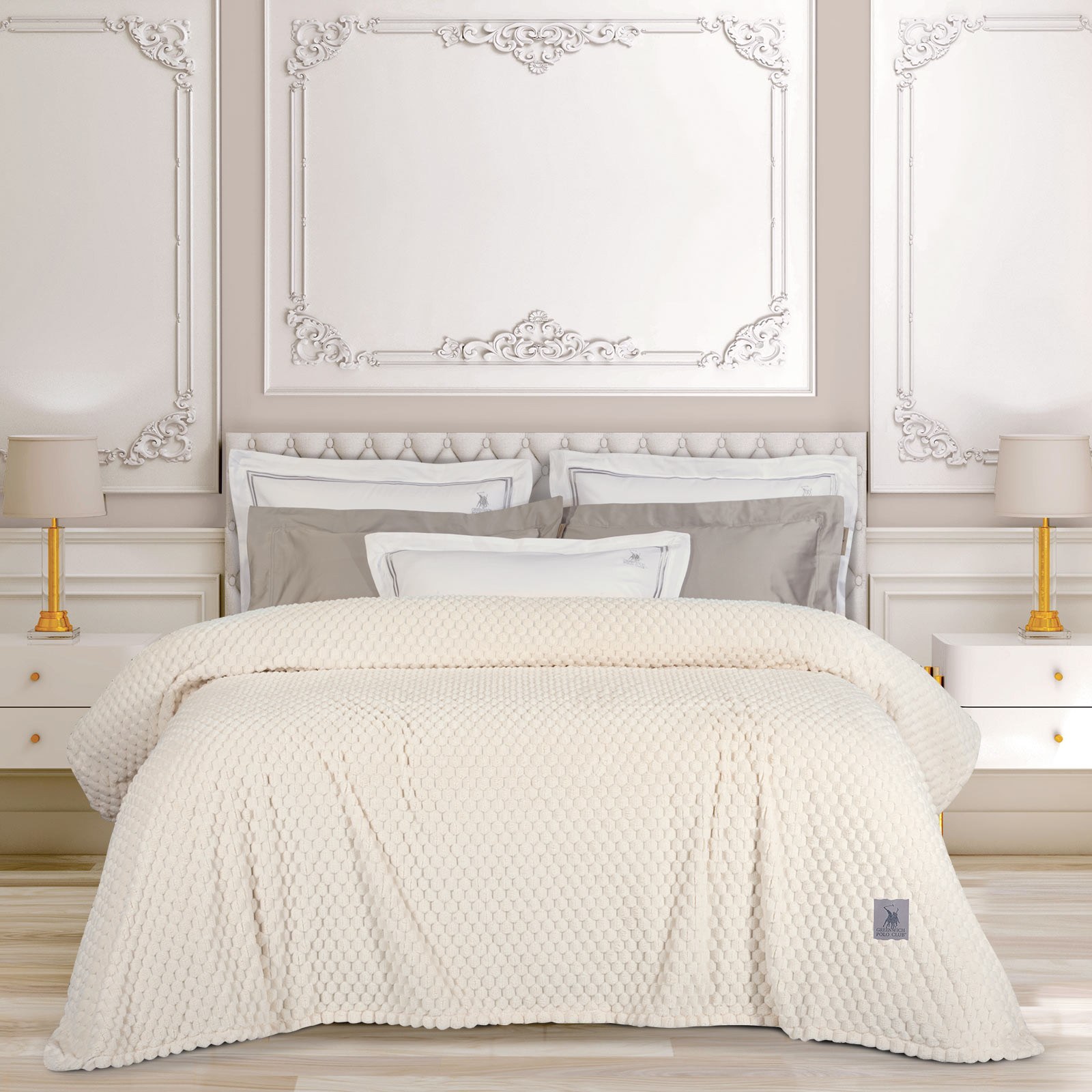 Greenwich Polo Club Κουβέρτα Fleece Υπέρδιπλη Greenwich Polo Club 3473 Κρεμ 220x240