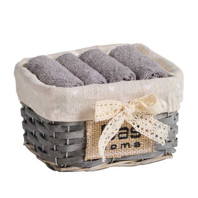 Σετ Λαβέτες 4 Τεμαχίων Das Home 4001 Grey 30x30