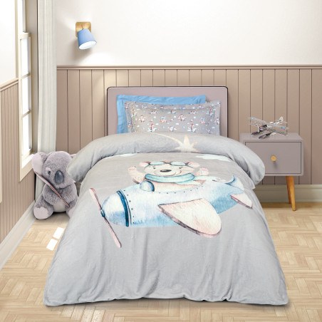 Παιδική Κουβέρτα Fleece Μονή Greenwich Polo Club 8851 Grey-Blue 160x220