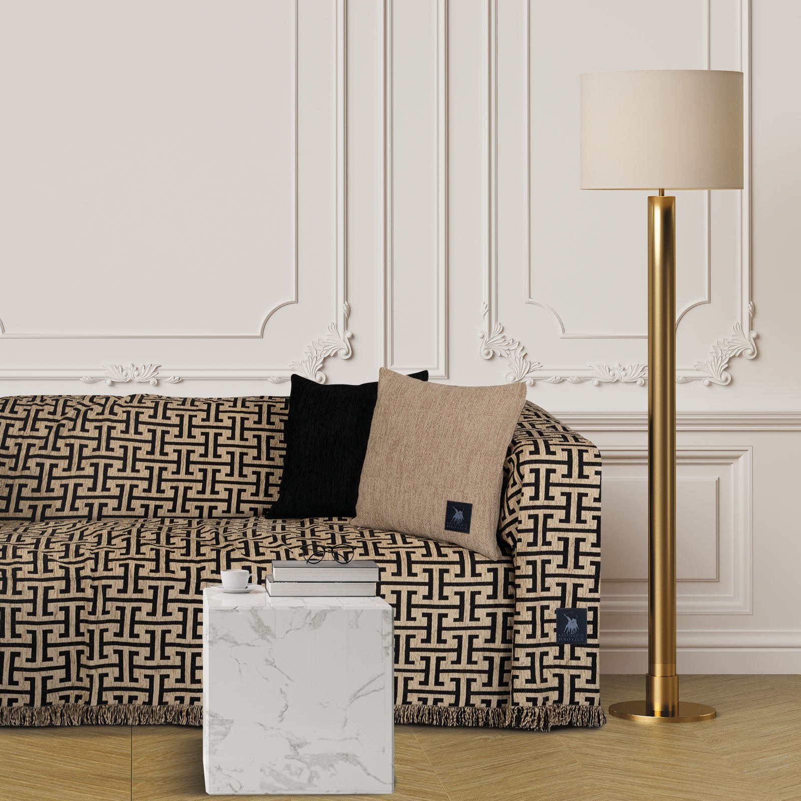 Ριχτάρι Τριθέσιου Greenwich Polo Club 3932 Beige-Black 180x300