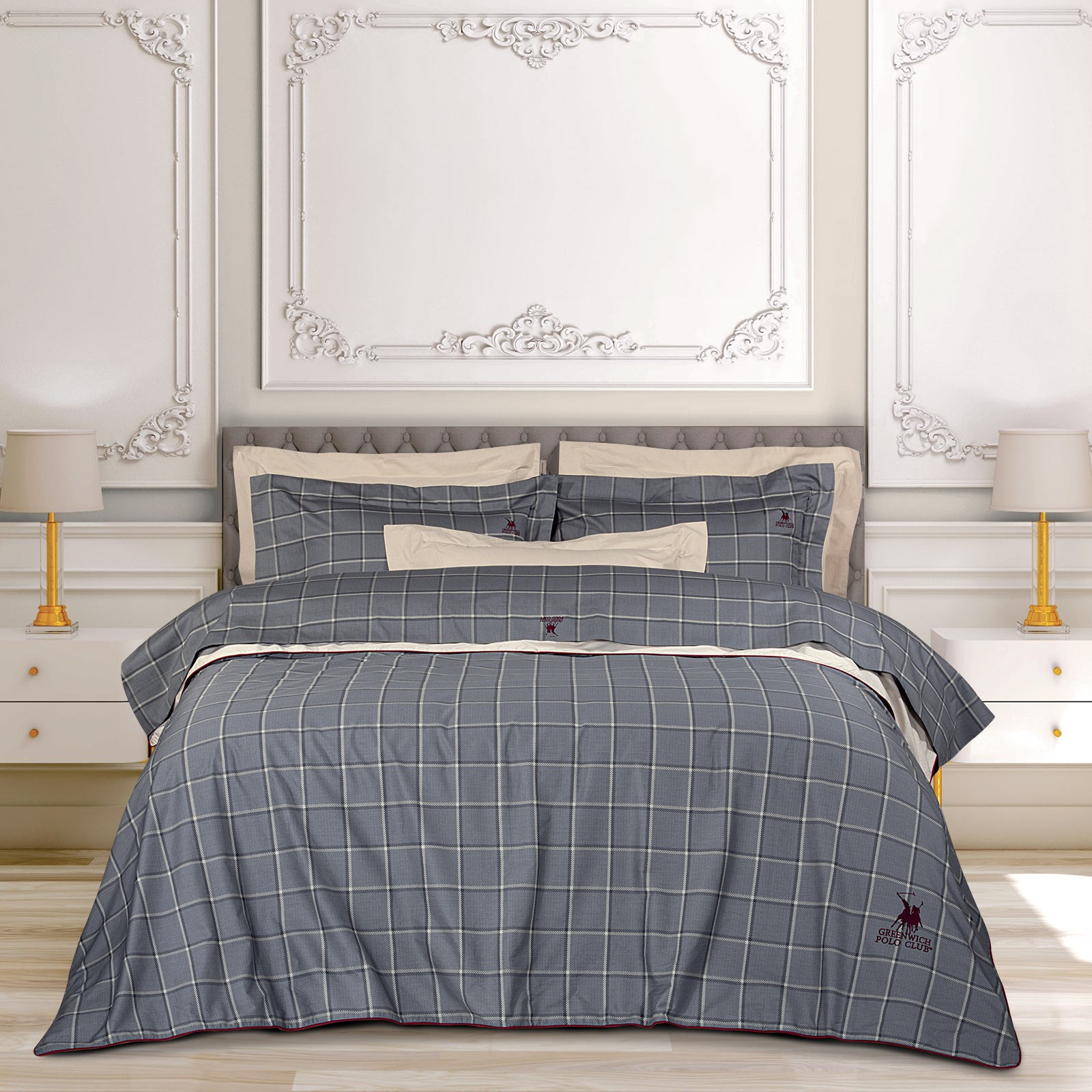 Greenwich Polo Club Σετ Σεντόνια Υπέρδιπλα 4 Τεμαχίων Greenwich Polo Club 2193 Γκρι-Μπεζ 240x260