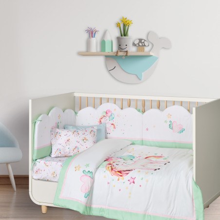 Πάπλωμα Κούνιας Das Baby 4919 Mint-White-Pink 110x150