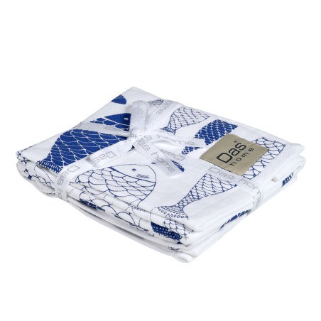 Σετ Ποτηρόπανα 2 Τεμαχίων Das Home 0737 White-Blue 40x60