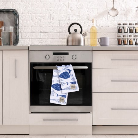 Σετ Ποτηρόπανα 2 Τεμαχίων Das Home 0737 White-Blue 40x60