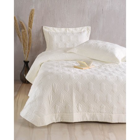 Σετ Κουβερλί Υπέρδιπλο 3 Τεμαχίων Rythmos  Reina Λευκο 235x250