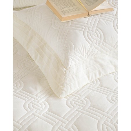 Σετ Κουβερλί και Σεντόνια Υπέρδιπλα 7 Τεμαχίων Rythmos Reina Εκρου 240x260