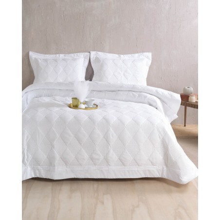 Σετ Κουβερλί και Σεντόνια Υπέρδιπλα 7 Τεμαχίων Rythmos Charmy Λευκο 240x260