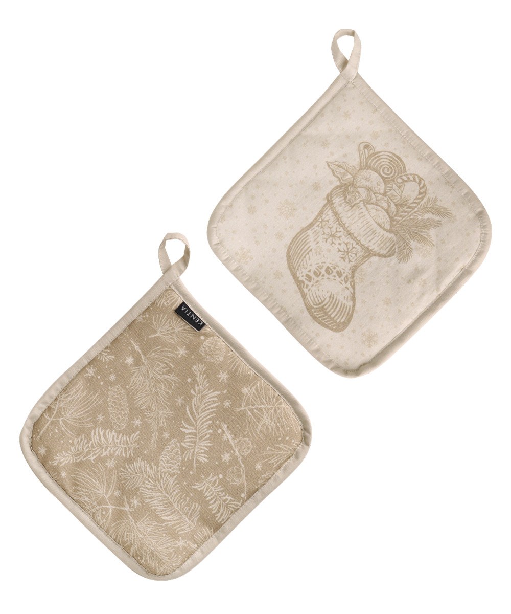 Σετ Πιάστρες Κουζίνας 2 Τεμαχίων Kentia Snow 2427 20x20