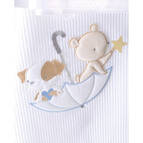 Κουβέρτα Πικέ Κούνιας Rythmos Umbrella Fight Σιελ 120x150