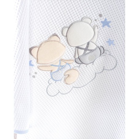 Σετ Σεντόνια Φανελένια Κούνιας 3 Τεμαχίων Rythmos Bye Bye Σιελ 100x160