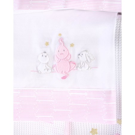 Σετ Σεντόνια Κούνιας 3 Τεμαχίων Rythmos Elephant Friends Ροζ 100x160