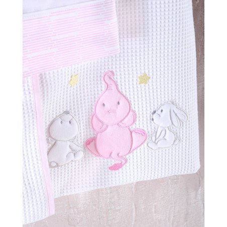 Σετ Σεντόνια Κούνιας 3 Τεμαχίων Rythmos Elephant Friends Ροζ 100x160