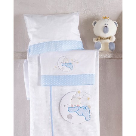 Κουβέρτα Πικέ Κούνιας Rythmos Moon Swing Σιελ 120x150