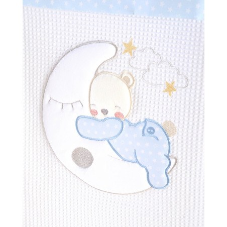 Σετ Σεντόνια Κούνιας 3 Τεμαχίων Rythmos Moon Swing Σιελ 100x160