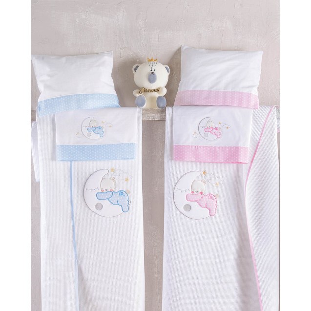 Κουβέρτα Πικέ Κούνιας Rythmos Moon Swing Ροζ...