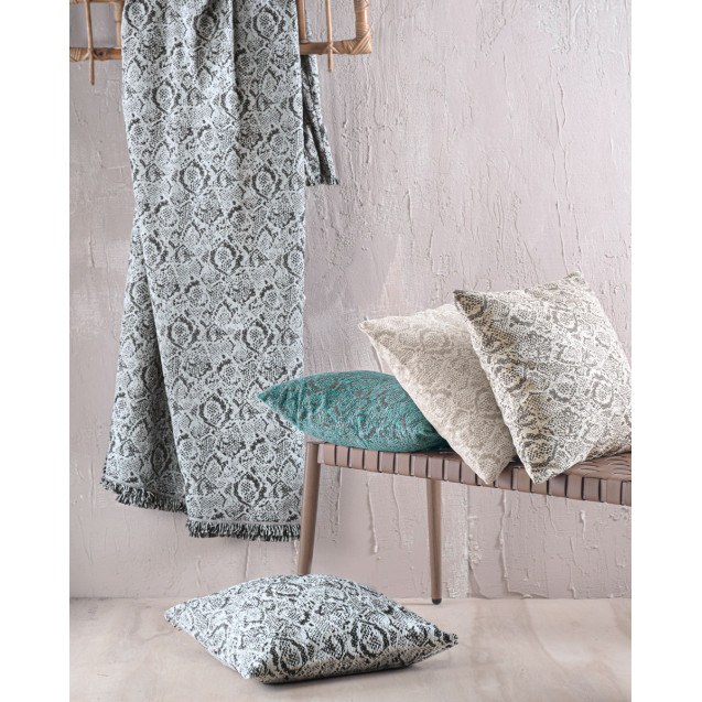 Μαξιλαροθήκη Διακόσμησης Rythmos Snake Εκρου 40x40