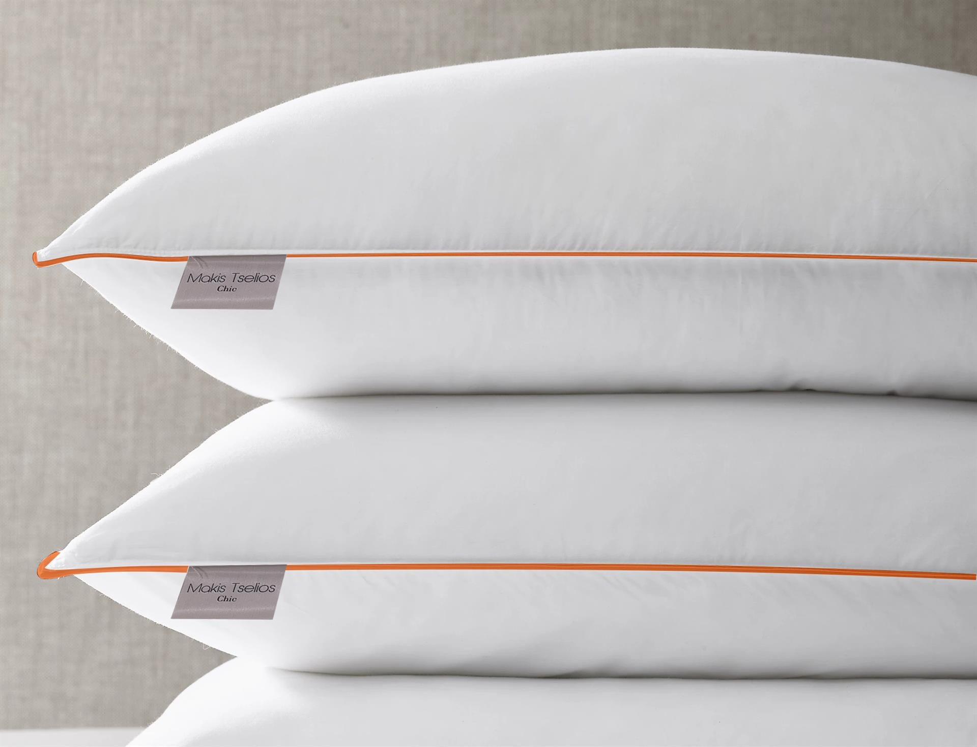 Makis Tselios Σετ Μαξιλάρια Ύπνου 2 Τεμαχίων Makis Tselios New Orange Fiber White 50x70