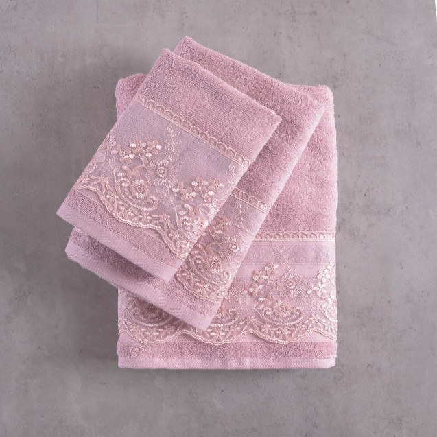 Σετ Πετσέτες 3 Τεμαχίων Rythmos Katherine Ροζ...