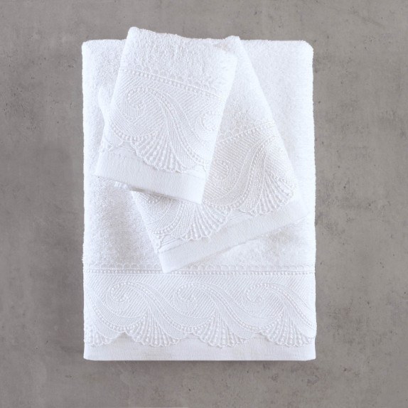 Σετ Πετσέτες 3 Τεμαχίων Rythmos Hypatia Λευκο...